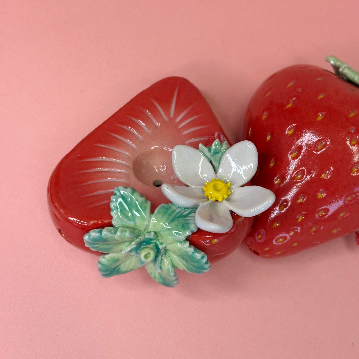 Ceramic Strawberry with Flower