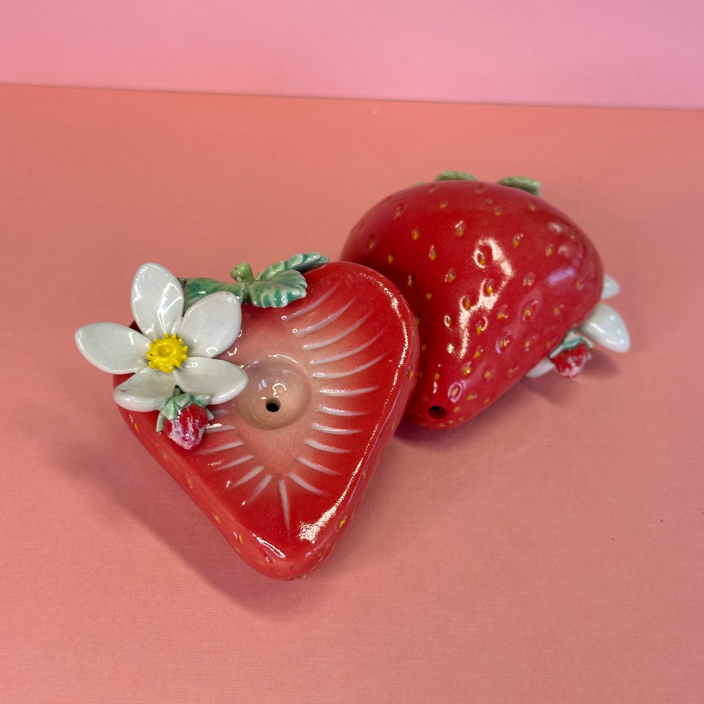 Ceramic Strawberry with Flower