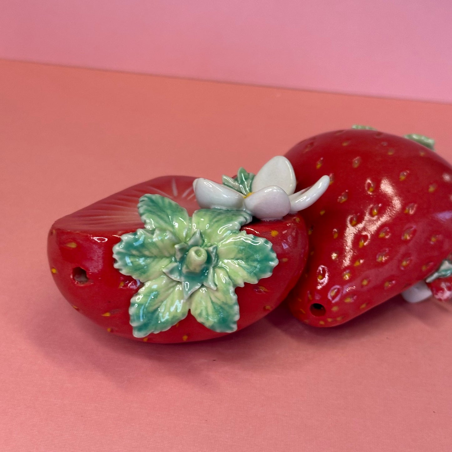 Ceramic Strawberry with Flower